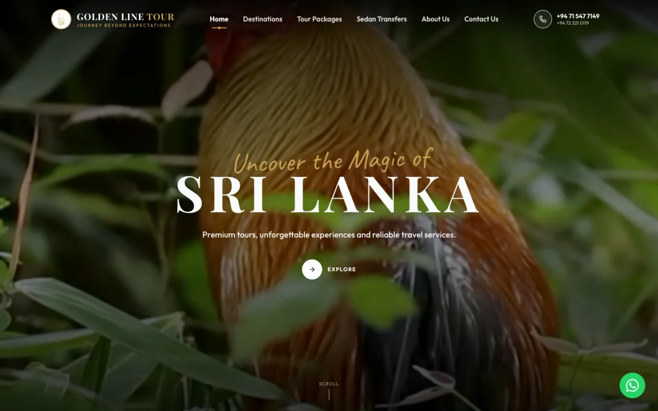 Screenshot of Golden Line Tour homepage