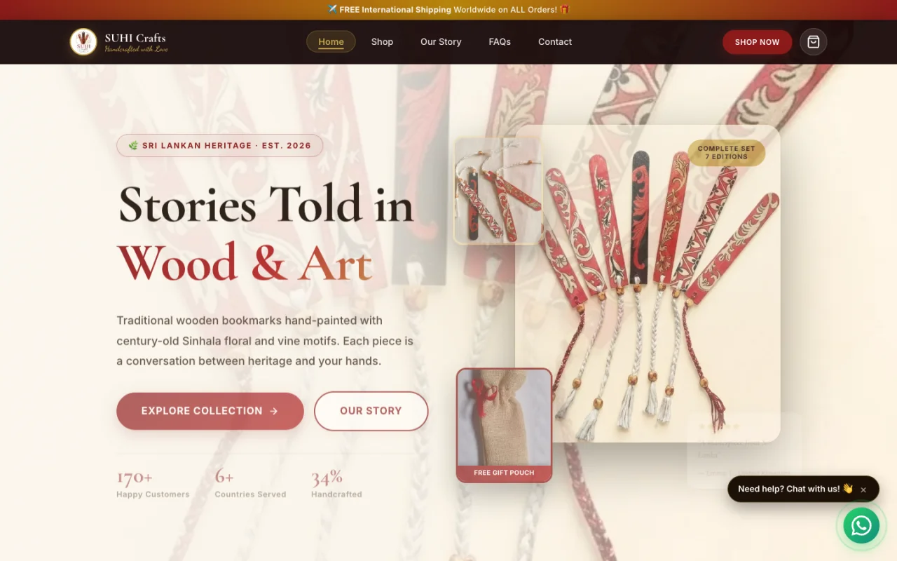 Screenshot of SUHI Crafts homepage